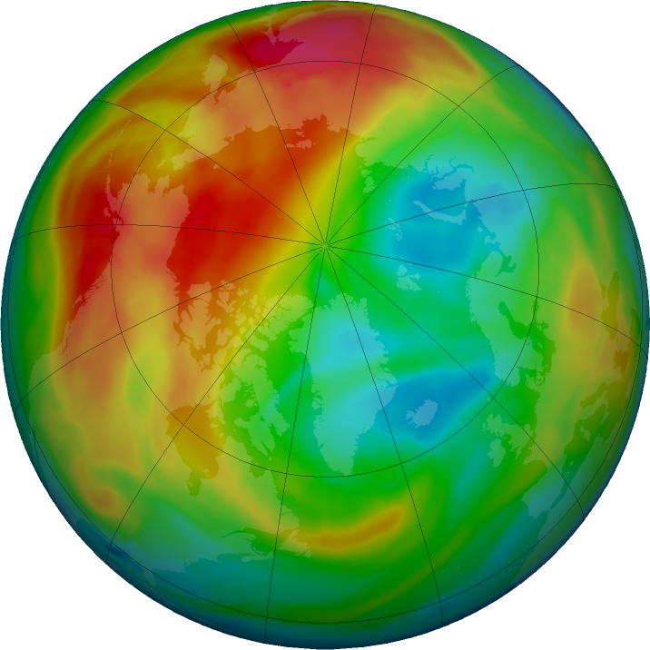 Arctic ozone map for 22 January 2018